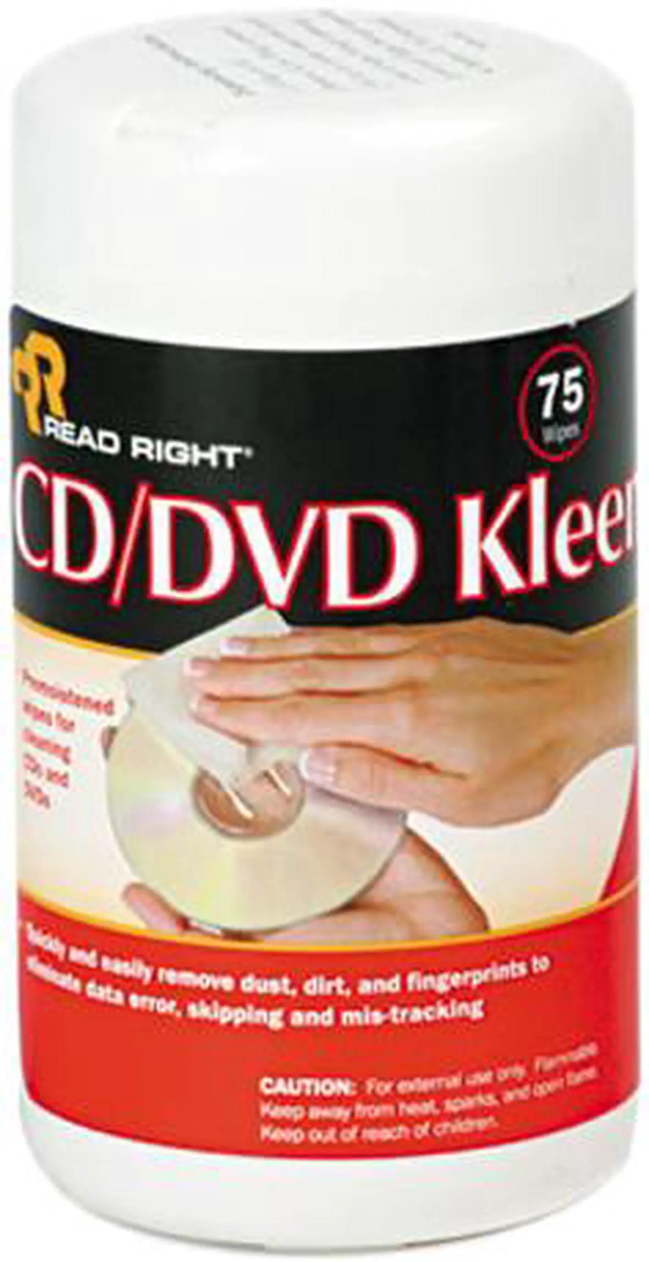 Read Right RR1420 CD/DVD Kleen Cleaner Wet Wipes, 5-1/4 x 5-3/4, 75/Tub ...