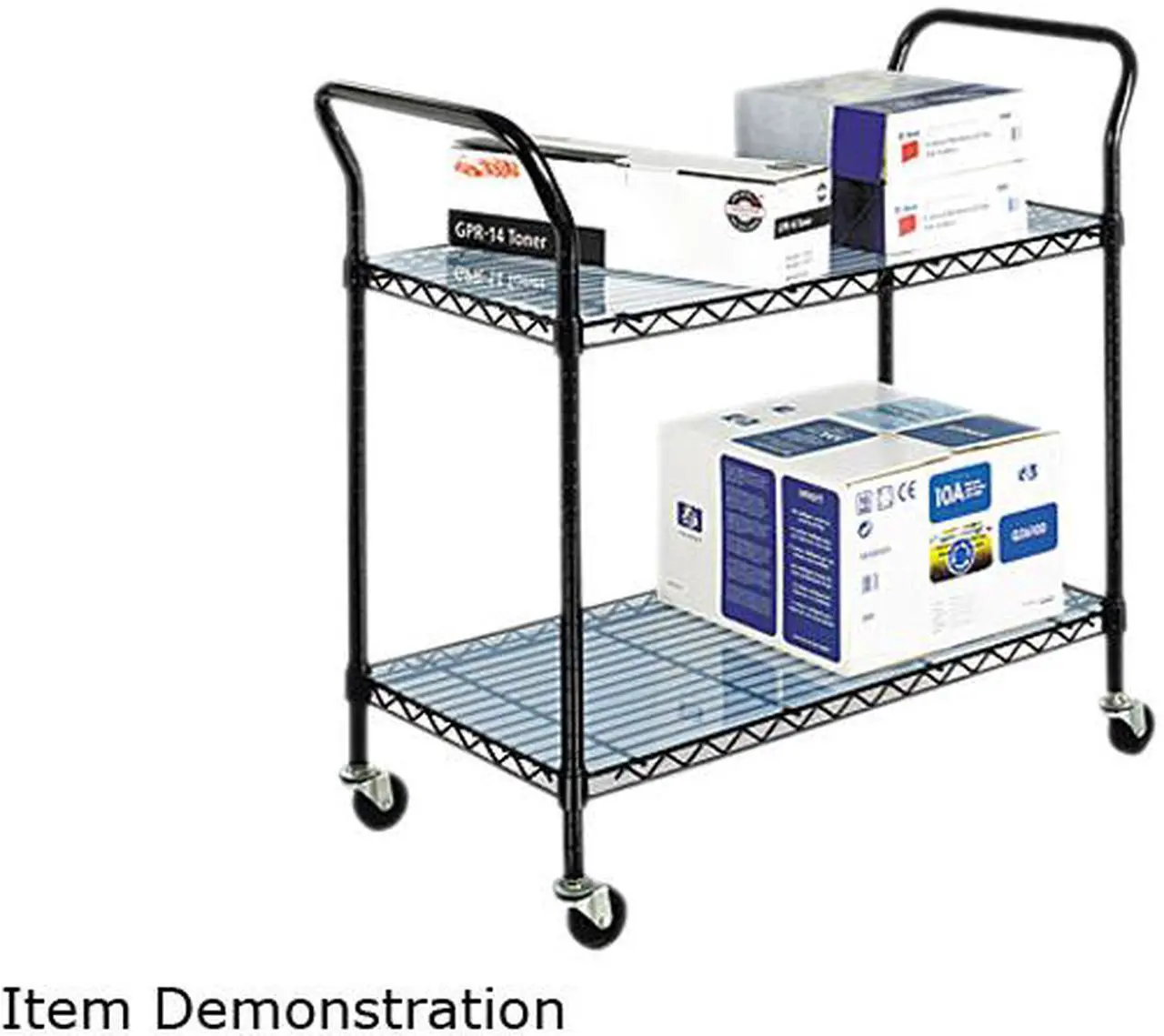 Main image of Safco 5337BL Wire Utility Cart, 2-Shelf, 43-3/4w x 19-1/4d x 40-1/2h, Black