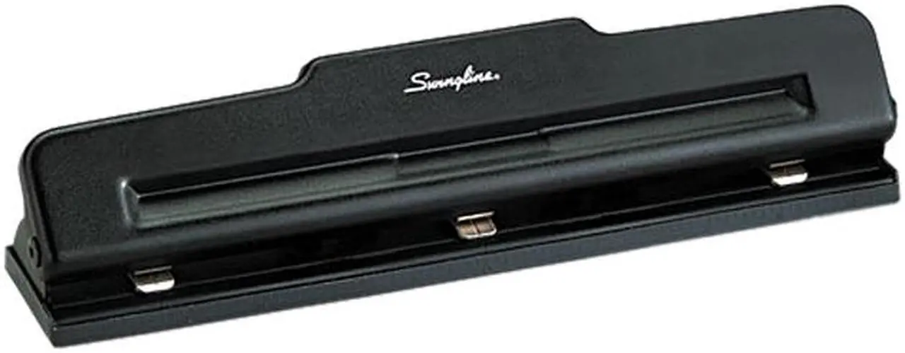 Main image of Swingline 74015 10-Sheet Desktop Three-Hole Adjustable Punch, 9/32" Holes, Black, 1 Each