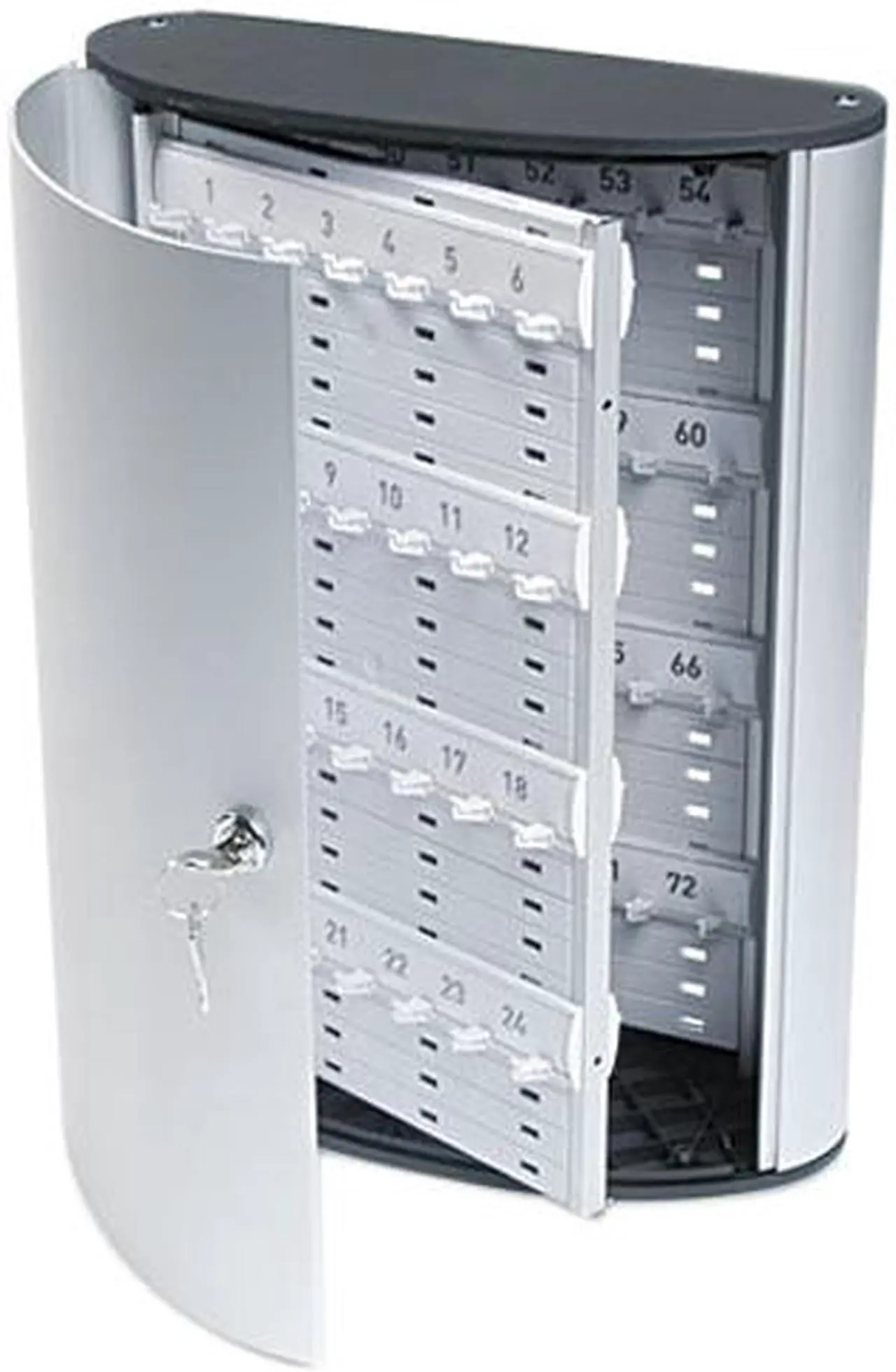 Main image of Durable Locking 72-Key Brushed Aluminum Cabinet, 11 3/4w x 4 5/8d x 15 3/4h, Silver