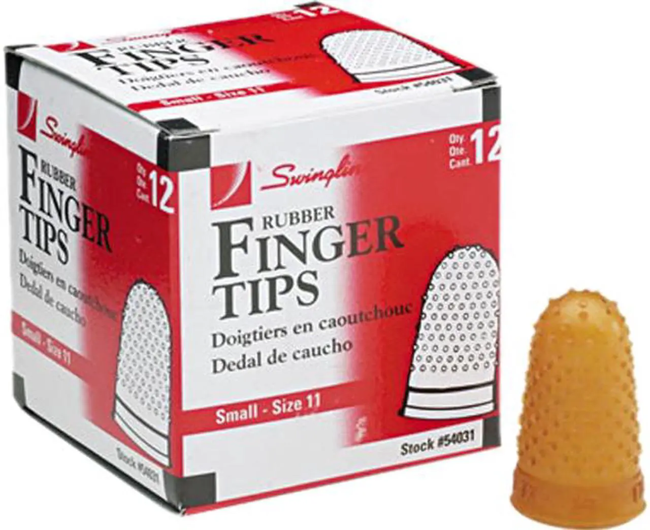 Main image of Swingline 54031 Rubber Finger Tips, Size 11, Small, Amber, 12/Pack