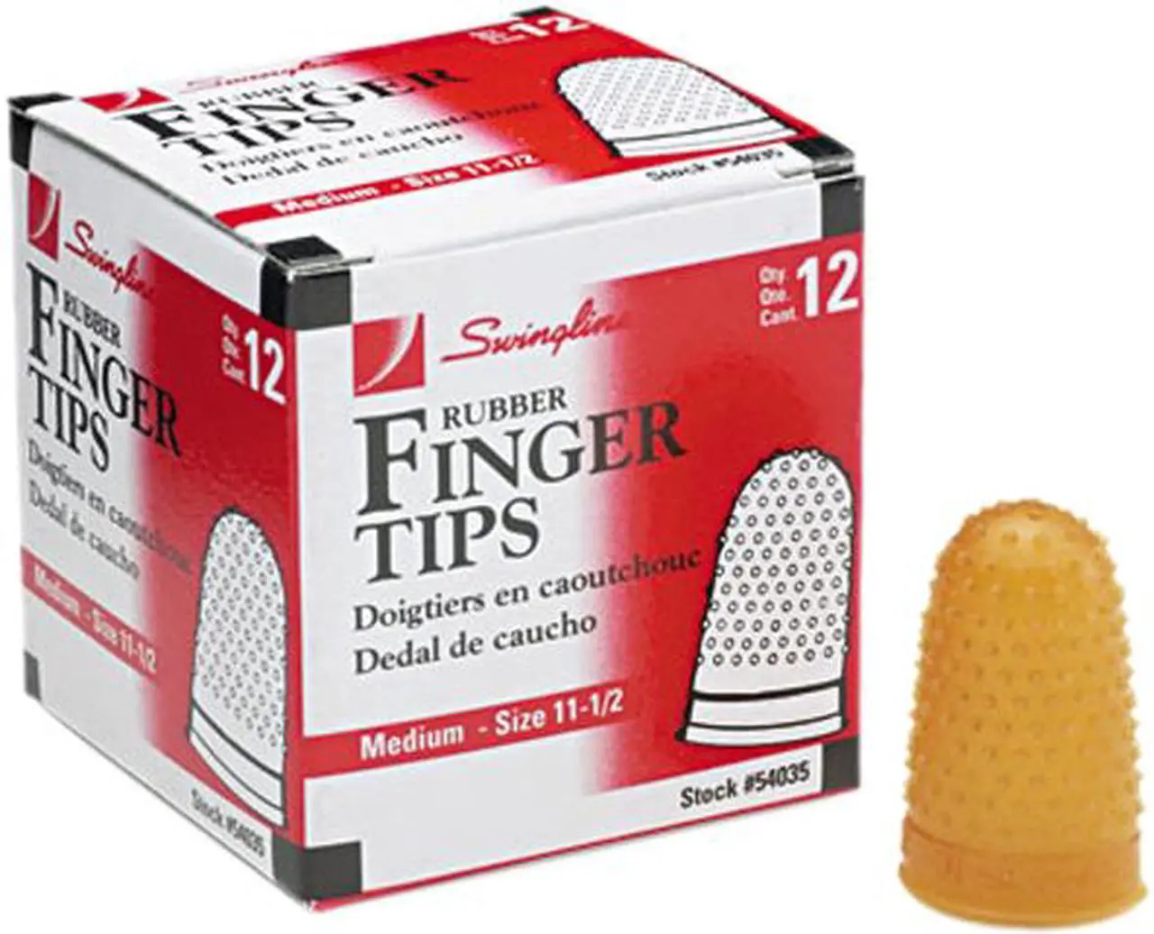 Main image of Swingline 54035 Rubber Finger Tips, Size 11 1/2, Medium, Amber, 12/Pack