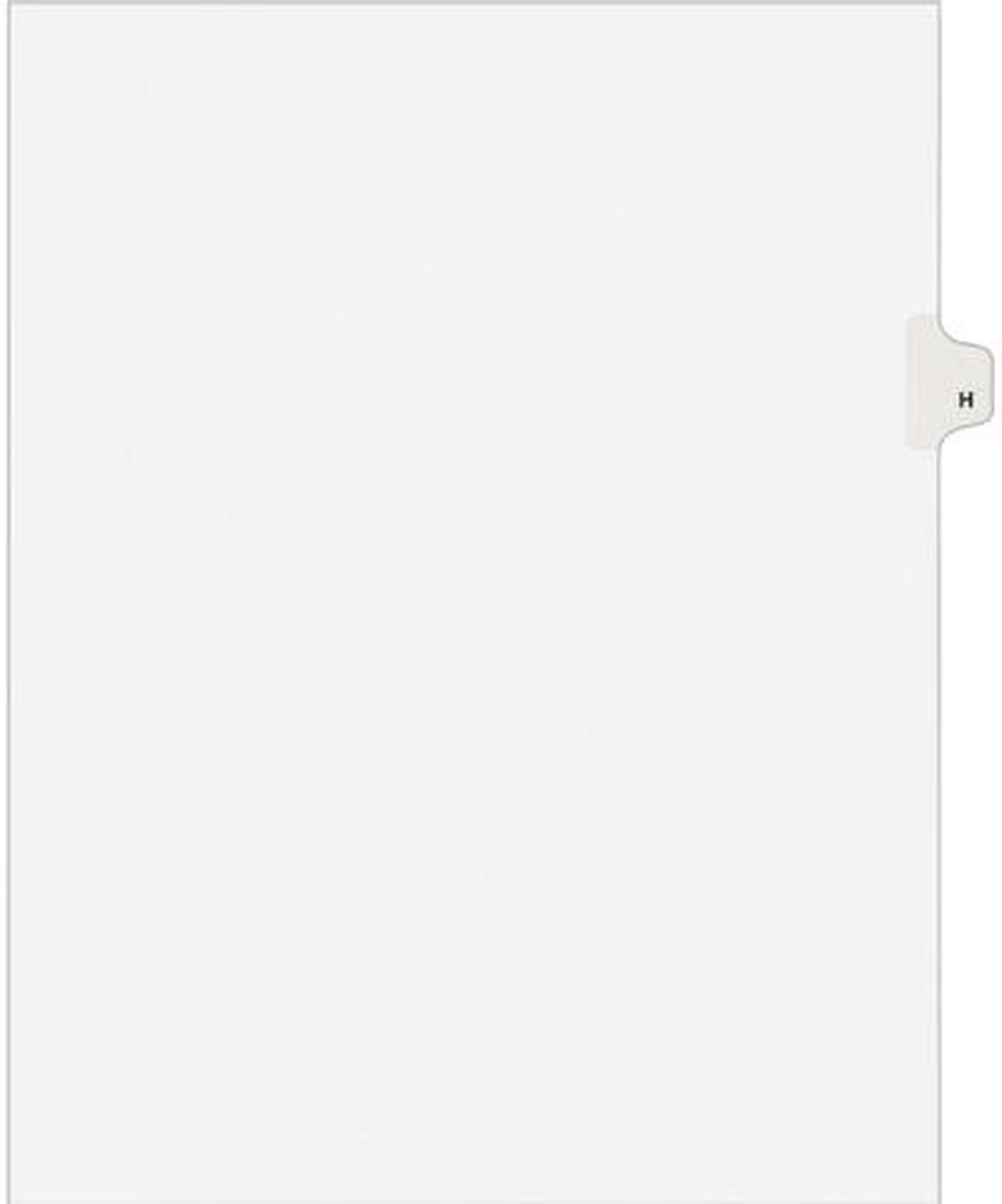 Avery 01408 Avery-Style Legal Side Tab Dividers, One-Tab, Title H, Letter, White, 25/Pack