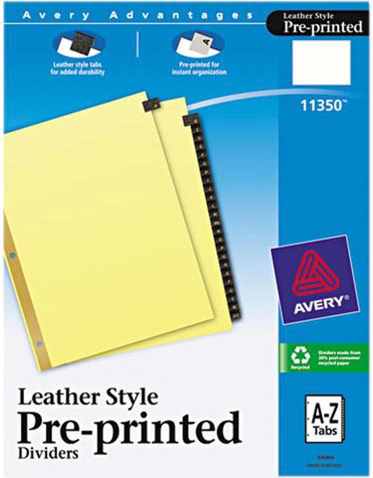 Main image of Avery 11350 Gold Reinforced Leather Tab Dividers, 25-Tab, A-Z, Letter, Black, 25/Set