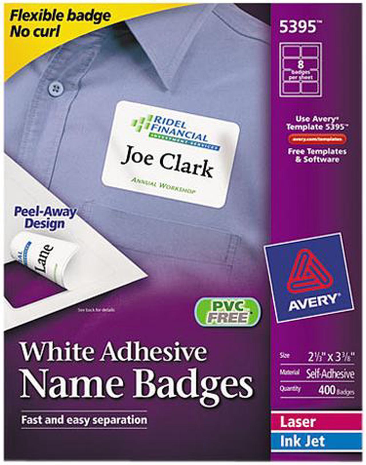 Main image of Avery 5395 Flexible Self-Adhesive Laser/Inkjet Name Badge Labels, 2-1/3 x 3-3/8, WE, 400/Bx