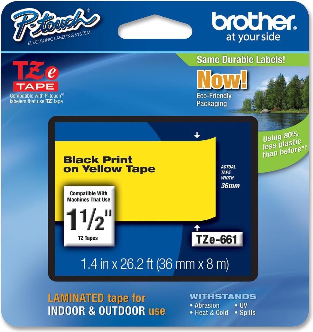 Brother TZE-661 Black on Yellow Lettering Tape