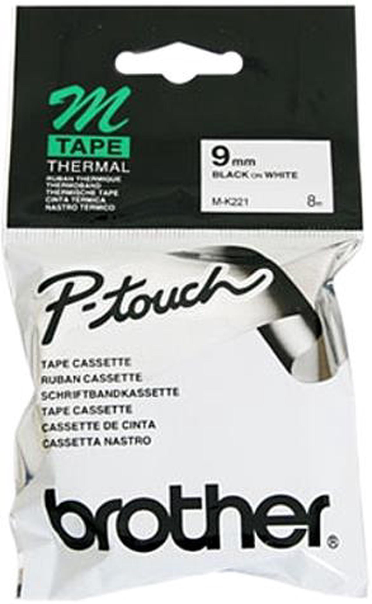 Brother MK221 P-Touch M Series Label Tape, 9mm, Black on White