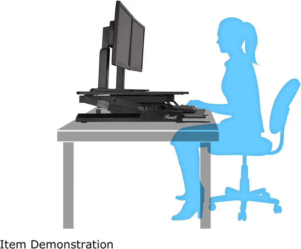 Alt view image 3 of 8 - Rosewill Height Adjustable Sit/Stand Desk Computer Riser RDR10