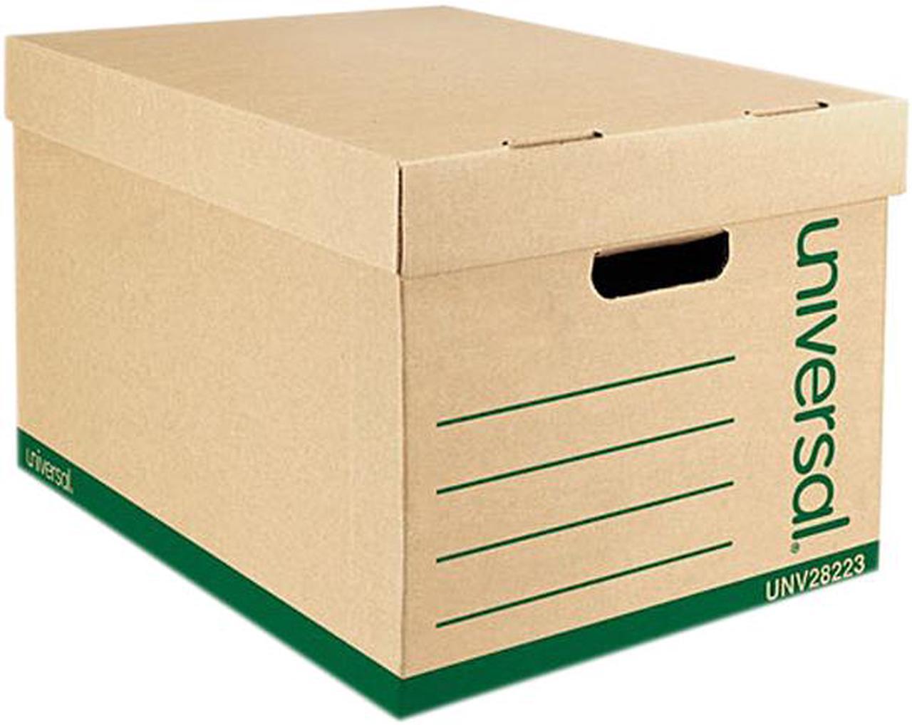 Main image of Universal 9523101 Recycled Medium-Duty Record Storage Box, Letter/Legal Files, Kraft/Green, 12/Carton