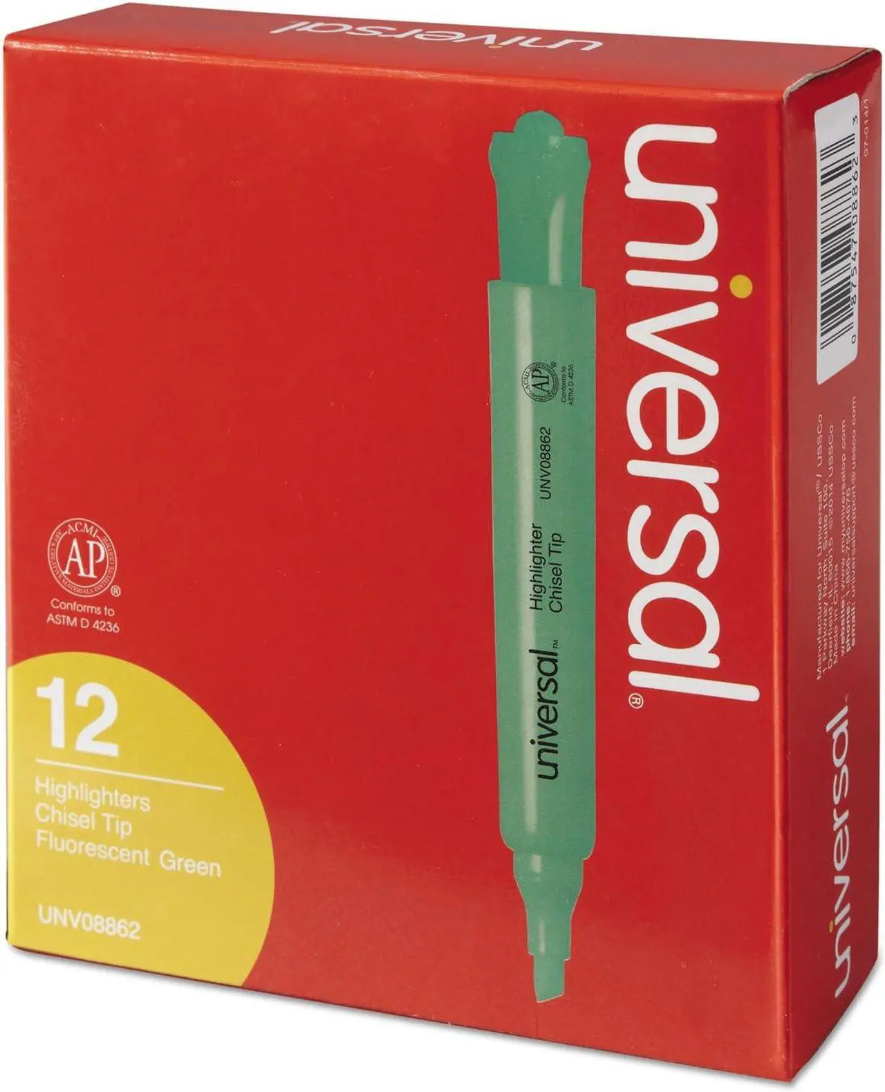 Alt view image 3 of 3 - Universal UNV08862 Desk Highlighters, Chisel Tip, Fluorescent Green