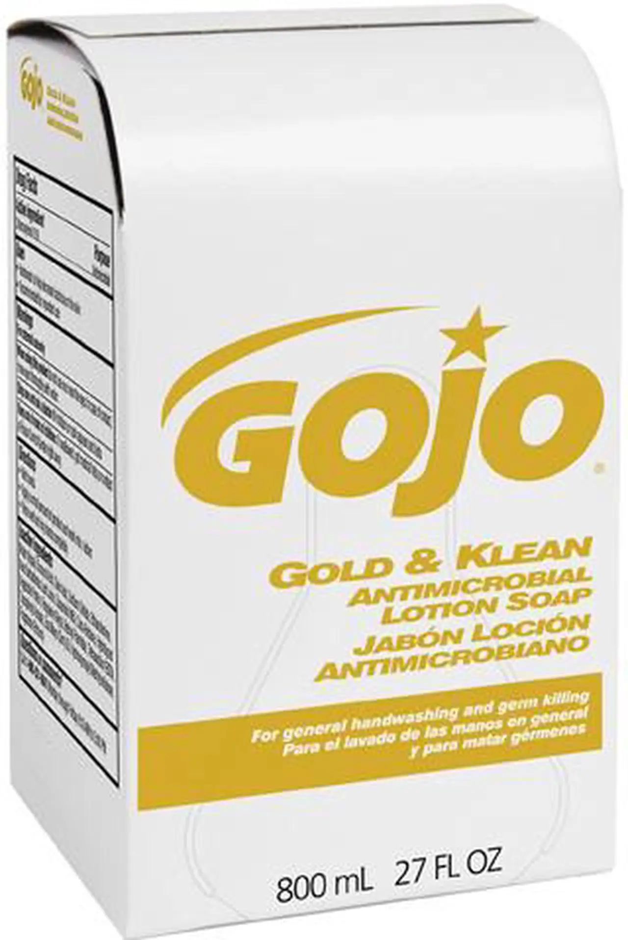 Main image of GOJO 912712CT Refill Gold/Klean Antimicrobial Lotion Soap, Fresh Scent Scent - 27.1 fl oz (800 mL) - 12 / Carton