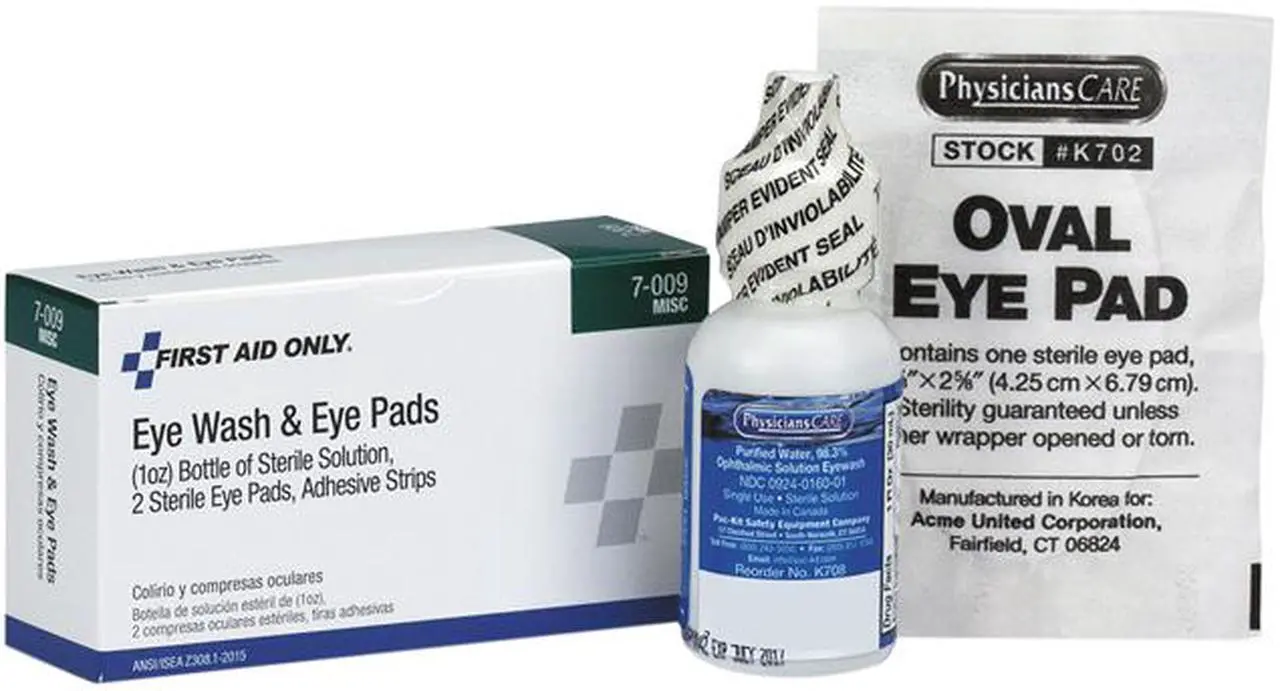 Main image of First Aid Only 7-009-001 Eyewash Set w/ Eyepads and Adhesive Strips