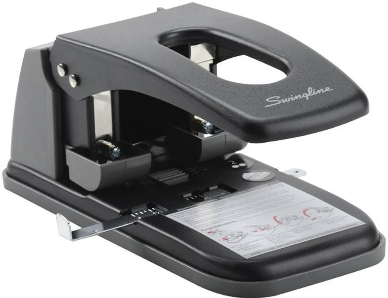 Main image of Swingline A7074190 100-Sheet High Capacity 2-Hole Punch, Fixed Centers, 9/32" Holes, Black/Gray