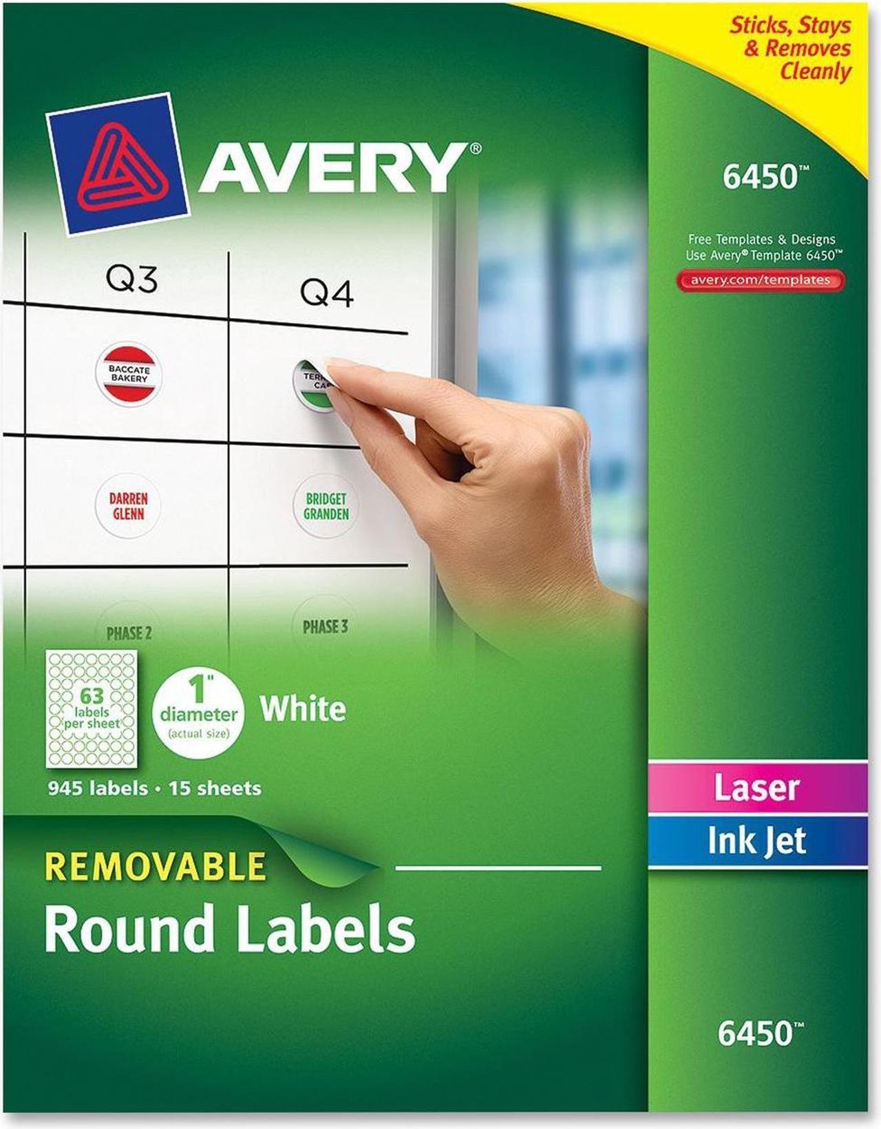 Alt view image 2 of 2 - Avery Removable Labels, Removable Adhesive, 1" Diameter, 945 Labels (6450)