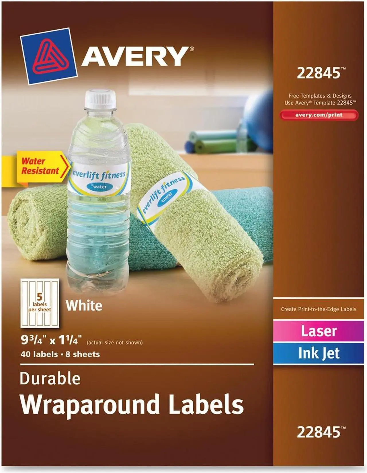 Alt view image 2 of 2 - Avery Water-Resistant Wraparound Labels, Permanent Adhesive, 9.75" x 1.25", Rectangle, 40 Labels (22845)