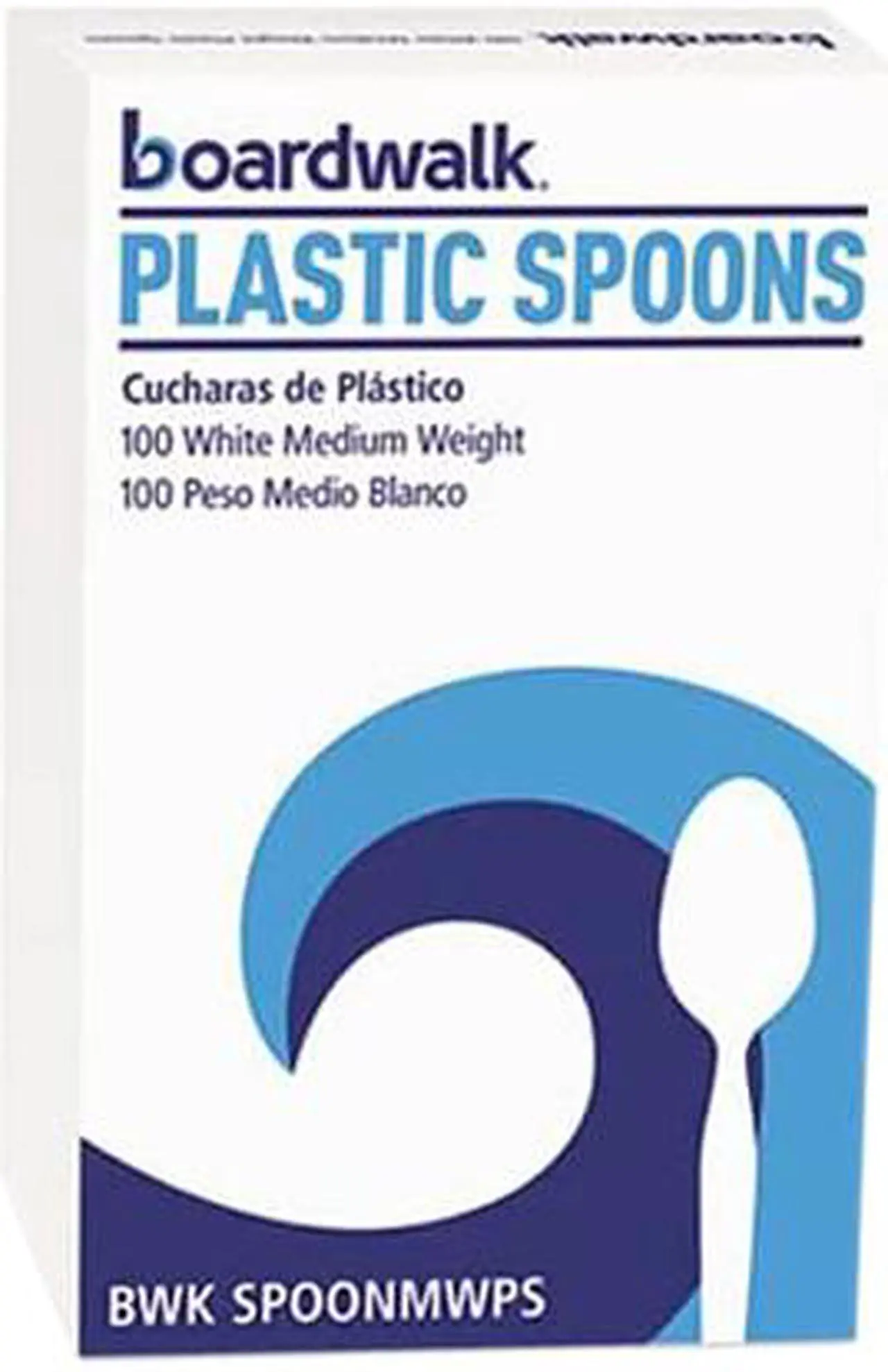 Main image of Boardwalk SPOONMWPSBX Full-Length Polystyrene Cutlery, Teaspoon, White, 100/Box, 1 Box