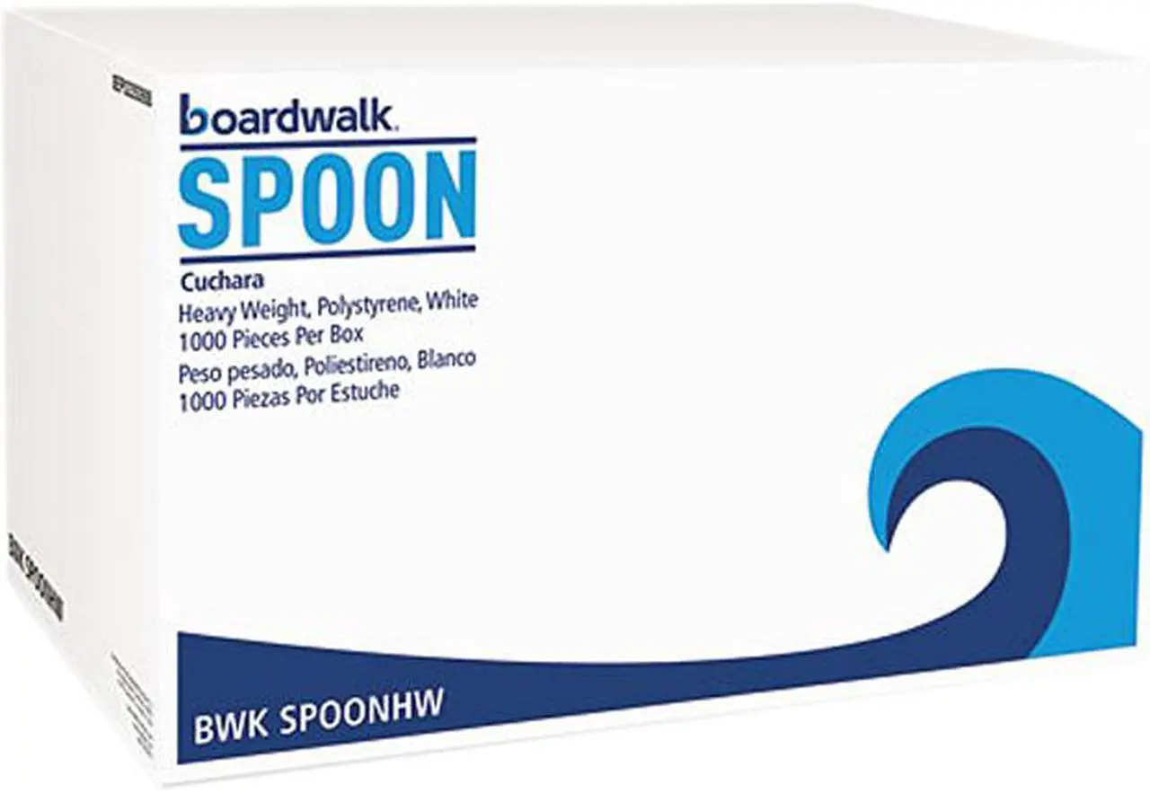 Main image of Boardwalk SPOONHW Full-Length Polystyrene Cutlery, Teaspoon, White, 1000/Carton, 1 Carton