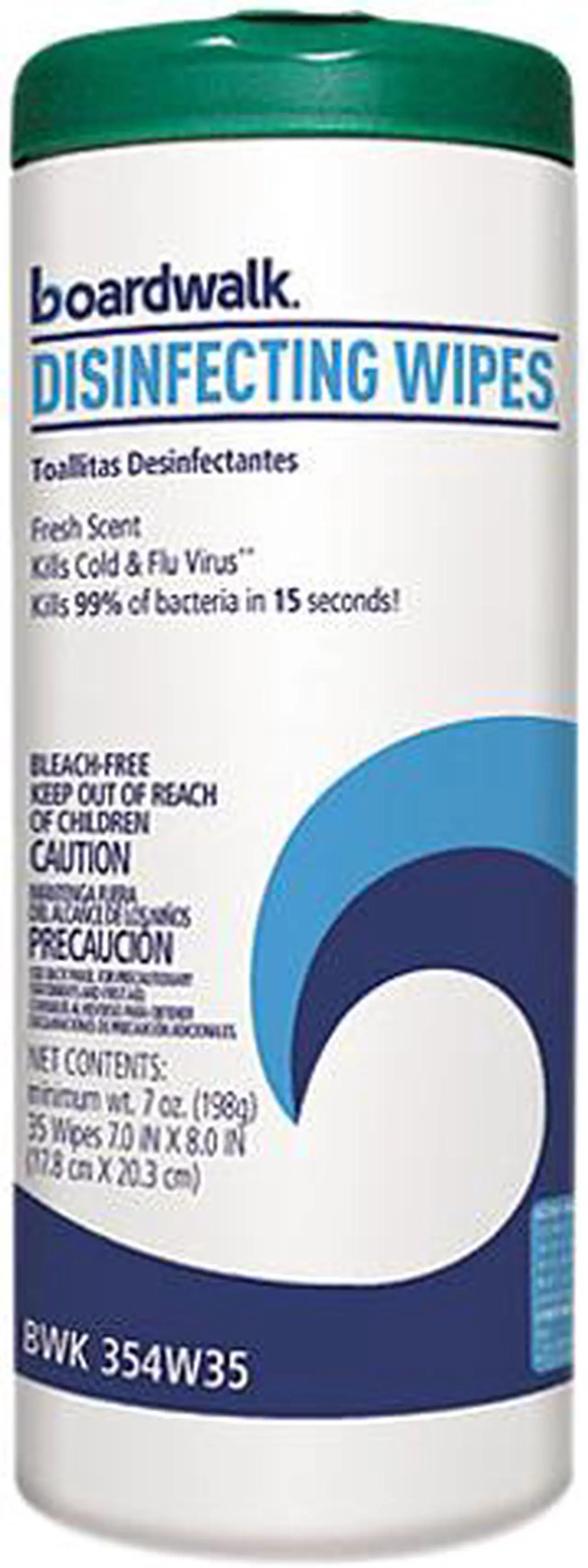 Main image of Boardwalk BWK454W35 Disinfecting Wipes, 8" x 7", Fresh Scent, 35/Canister, 12 Canisters/Carton