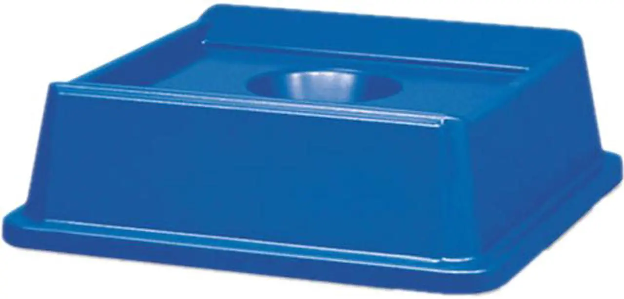 Main image of Rubbermaid Commercial RCP 2791 BLU Untouchable Bottle & Can Recycling Top, Square, 6.25" x 20.13" x 20.13", Blue