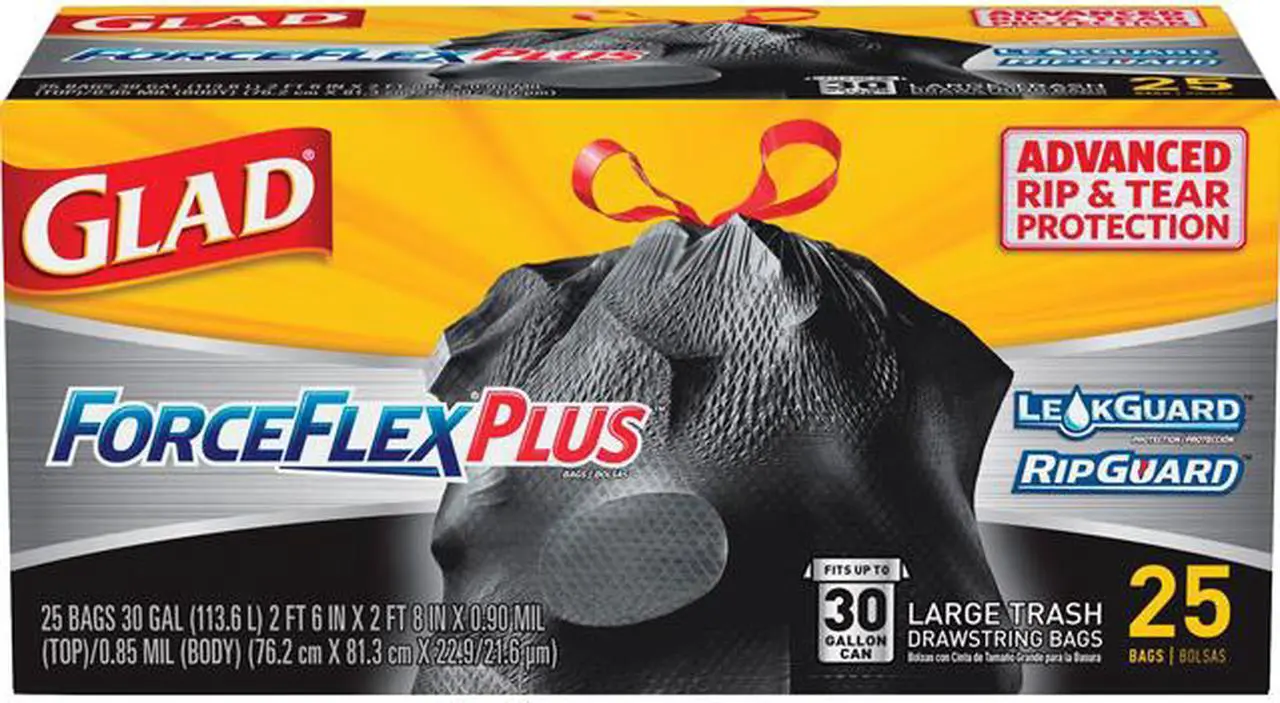 Main image of Glad 70359CT ForceFlexPlus Drawstring Large Trash Bags