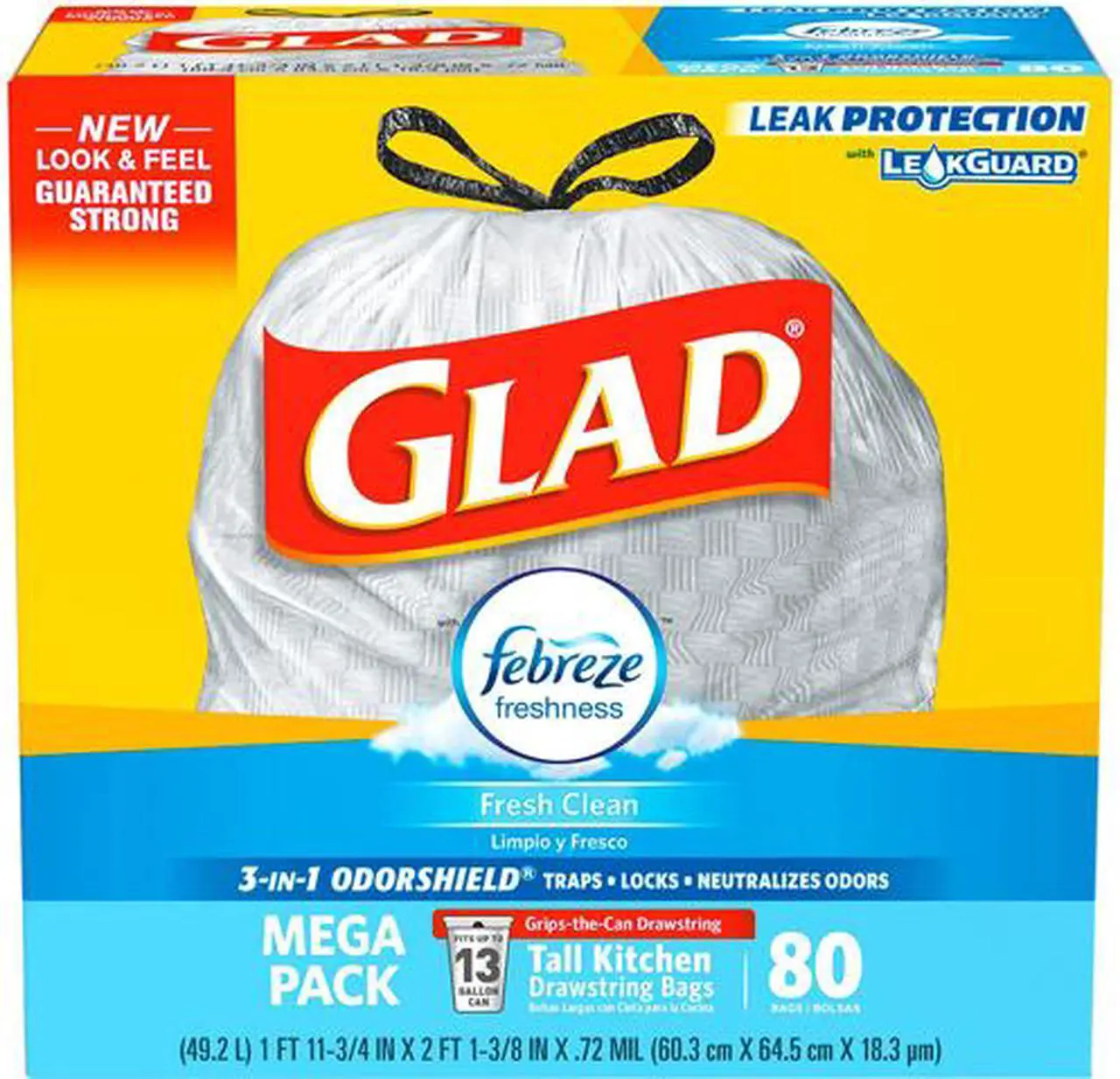 Main image of Glad 78899CT OdorShield Tall Kitchen Drawstring Trash Bags