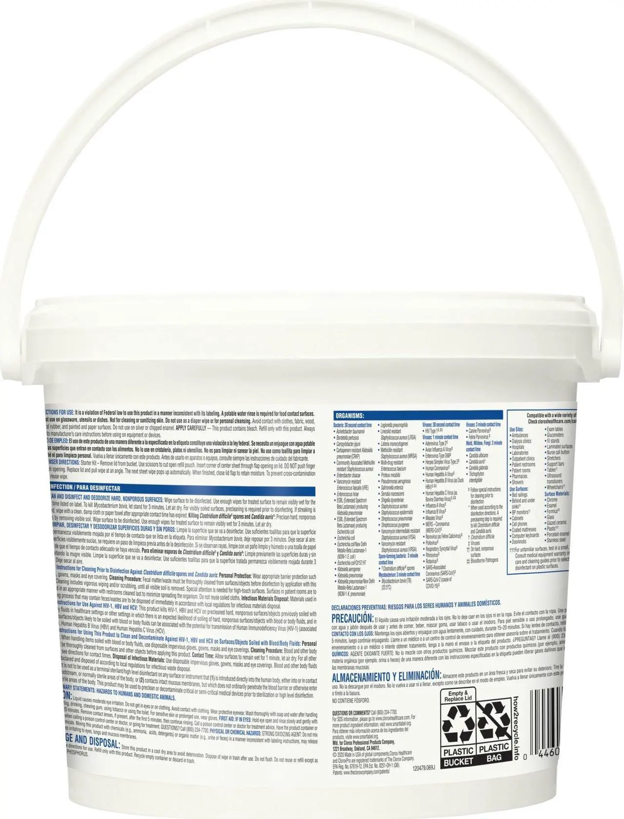 Alt view image 3 of 4 - Clorox Bleach Germicidal Wipes, 12 x 12, Unscented, 110/Canister, 2/Carton CLO30358CT