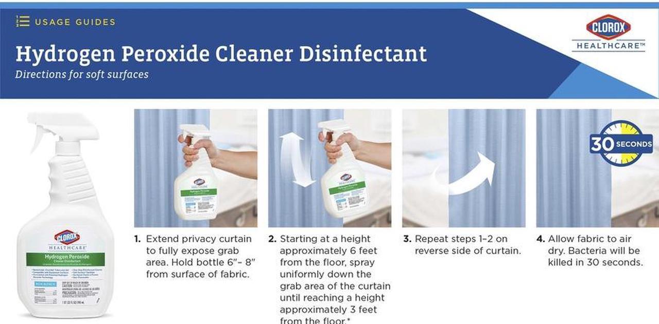 Alt view image 3 of 3 - Clorox Healthcare Hydrogen Peroxide Cleaner Disinfectant Spray - 32 fl oz (1 quart) - 1 Each 30828