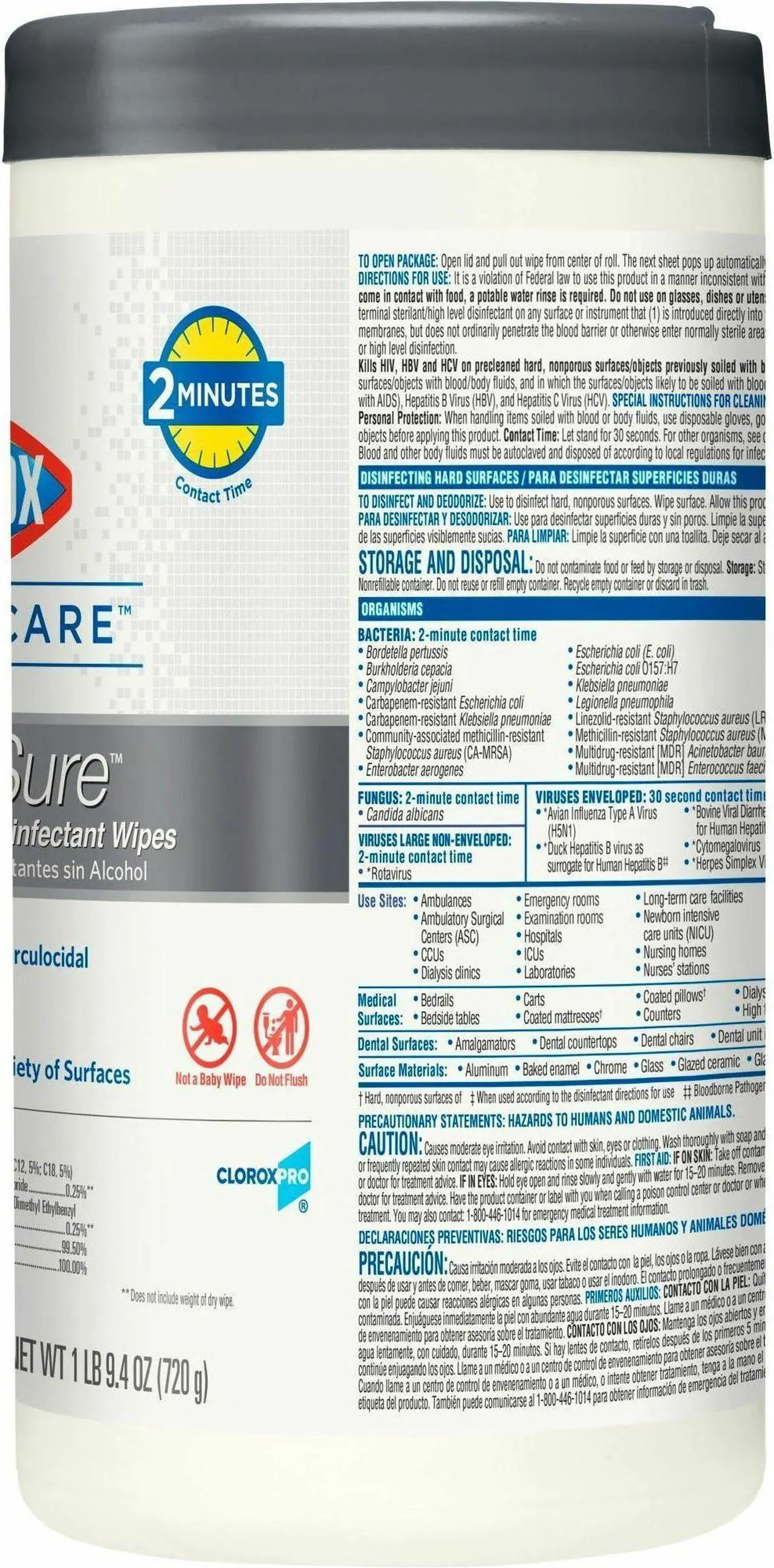 Alt view image 2 of 9 - Clorox Healthcare VersaSure Disinfectant Wipes - 150 Wipes / Container - 6 / Carton  31758CT