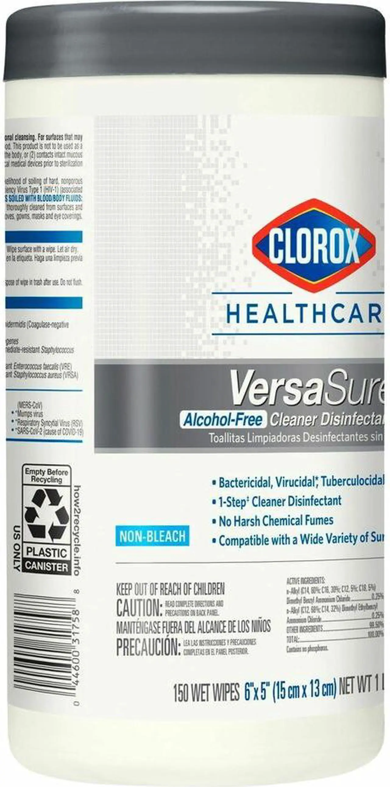 Main image of Clorox Healthcare VersaSure Disinfectant Wipes - 150 Wipes / Container - 6 / Carton  31758CT