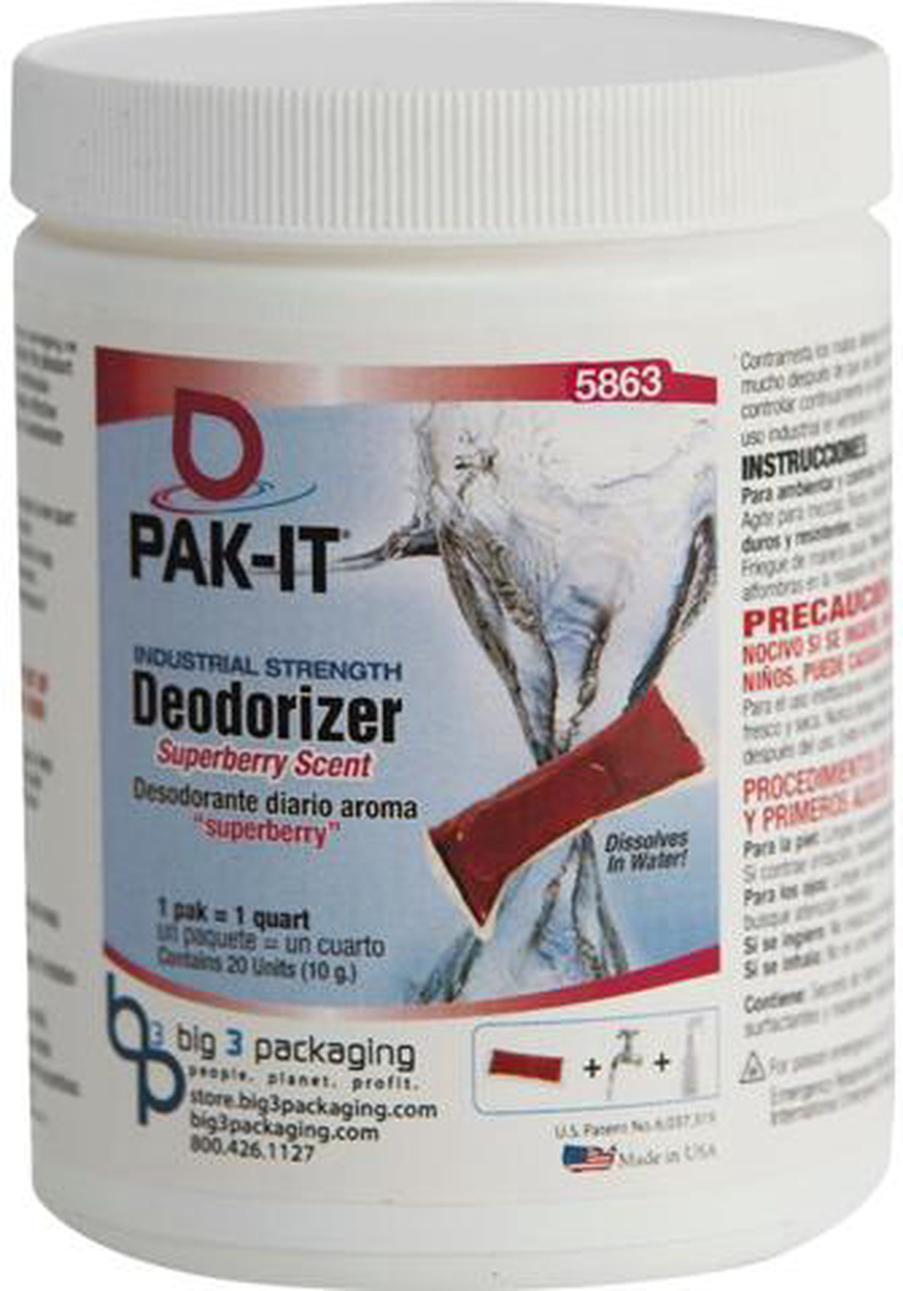 PAK-IT BIG 5863202240CT Industrial-strength Deodorizer, Superberry, 20 ...