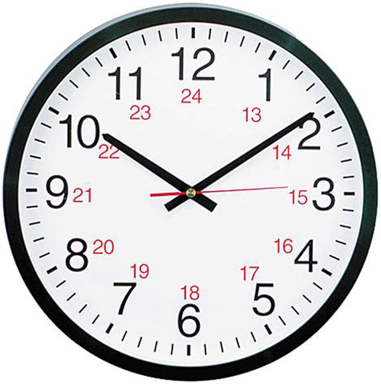 Main image of 24-Hour Round Wall Clock, 12 3/4in, Black