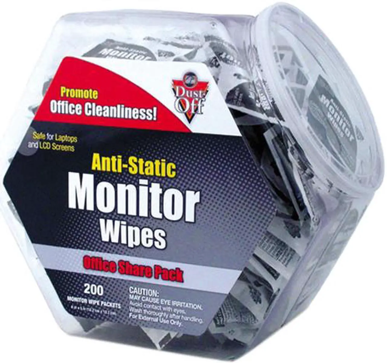 Main image of Dust-Off DMHJ Antistatic Monitor Wipes--Office Share Pack, 5 x 6, 200 Individual Foil Packets