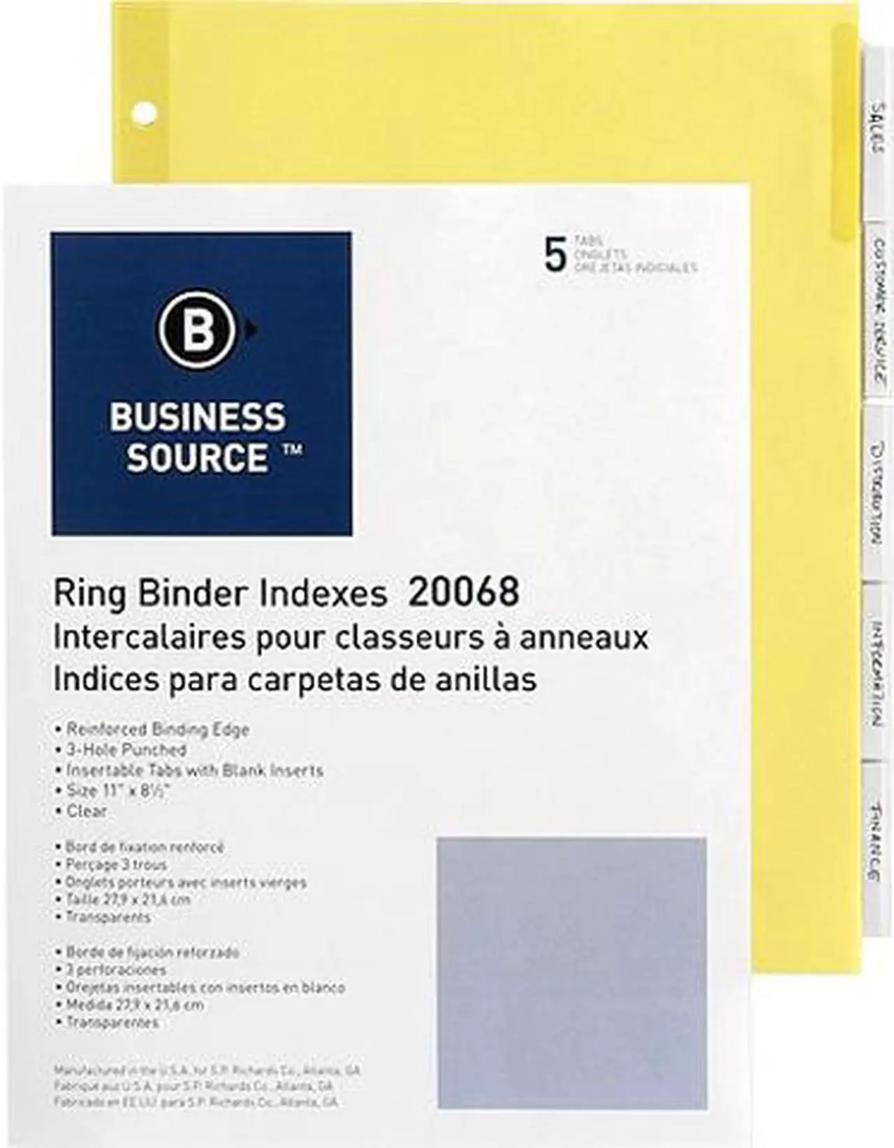 Main image of Business Source 20068BX Buff Stock Ring Binder Indexes
