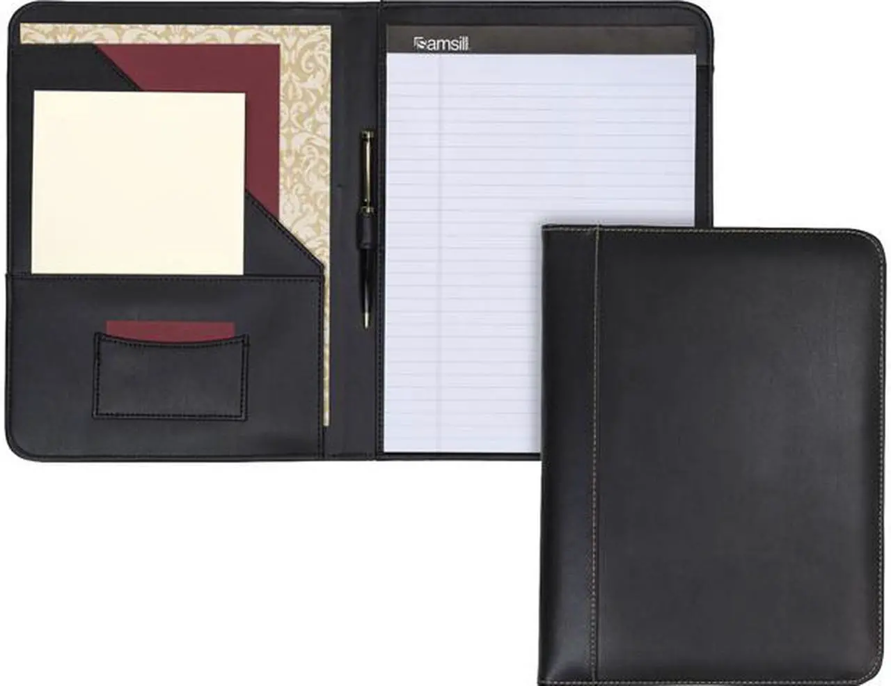 Main image of Universal UNV32660 Leather-Look Pad Folio, Inside Flap Pocket W/Card Holder, Black