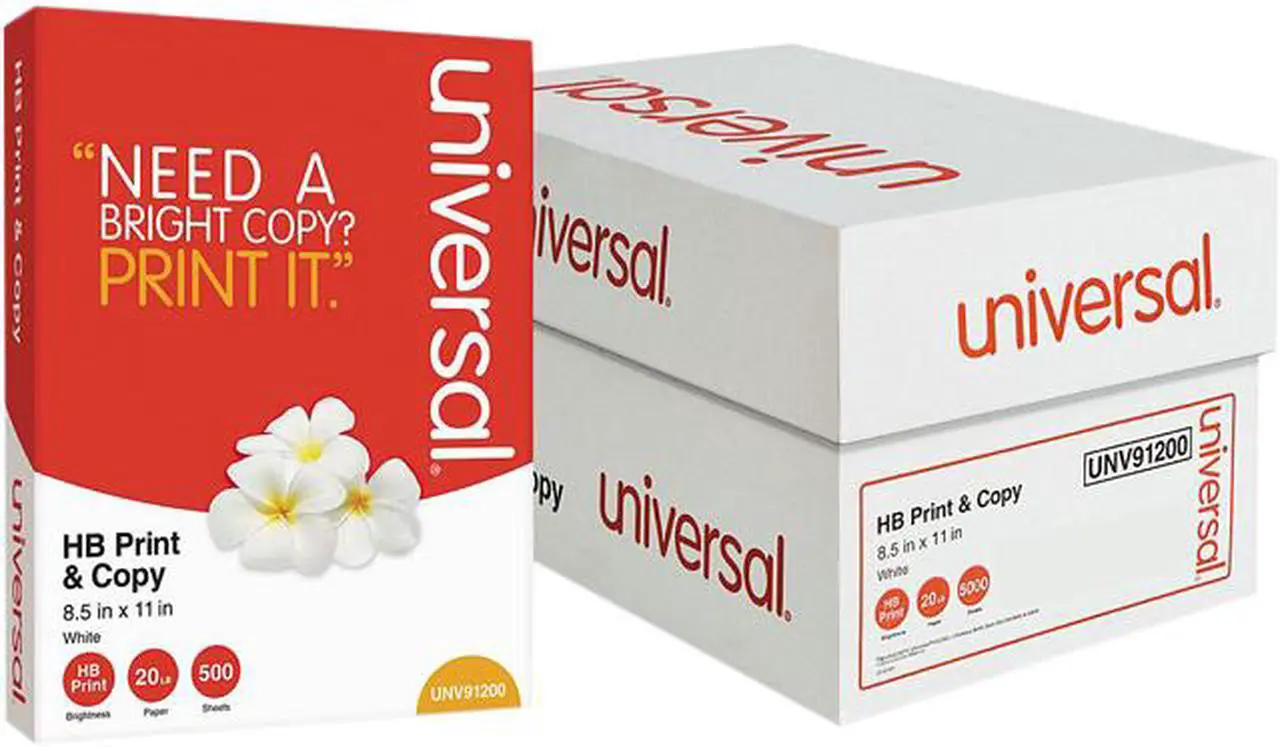 Main image of Universal UNV91200 Copy Paper, 96 Brightness, 8.5" x 11", White, 500 Sheets/Ream, 10 Reams/Carton, 5000 Sheets