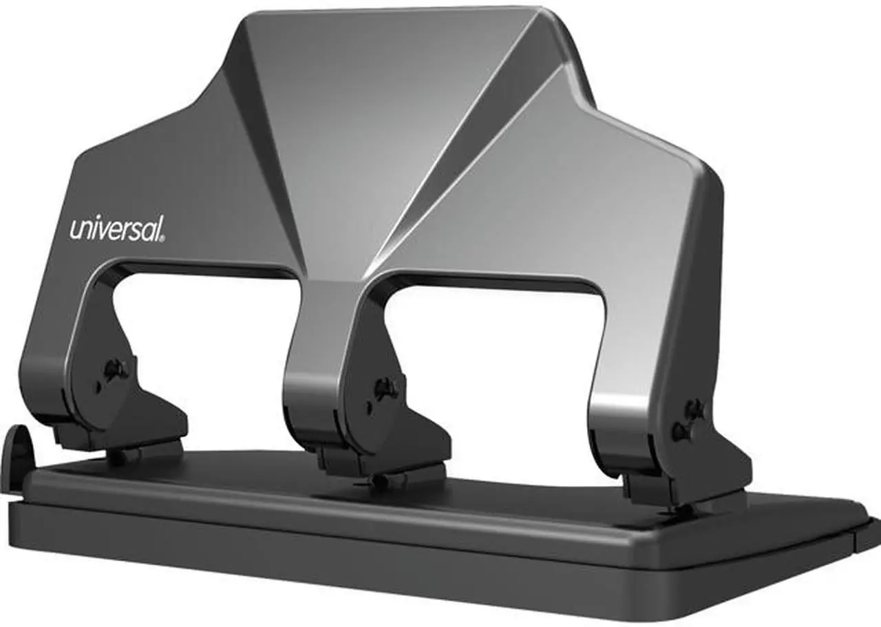 Main image of Universal UNV74325 30-Sheet Three-Hole Power Assist Punch, Black