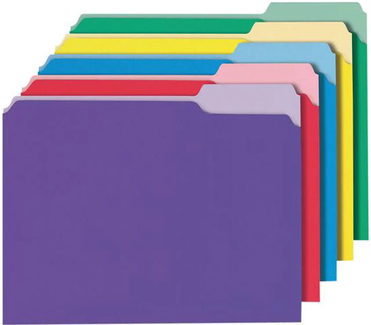 Main image of Universal UNV10506EE Deluxe Colored Top Tab File Folders, 1/3-Cut Tabs, Letter Size