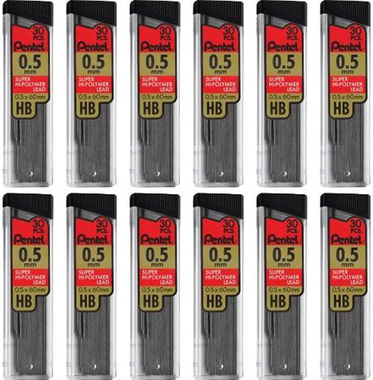 Main image of Pentel C25HBBX Super Hi-Polymer Leads, 0.5mm, HB, Black, 360/Pack