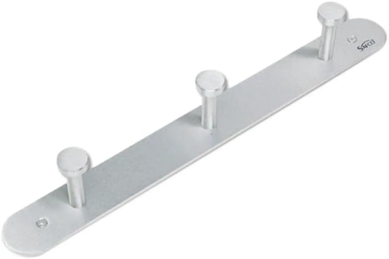 Main image of Safco 4201 Nail Head Wall Coat Rack, Three Hooks, Metal, Satin Aluminum