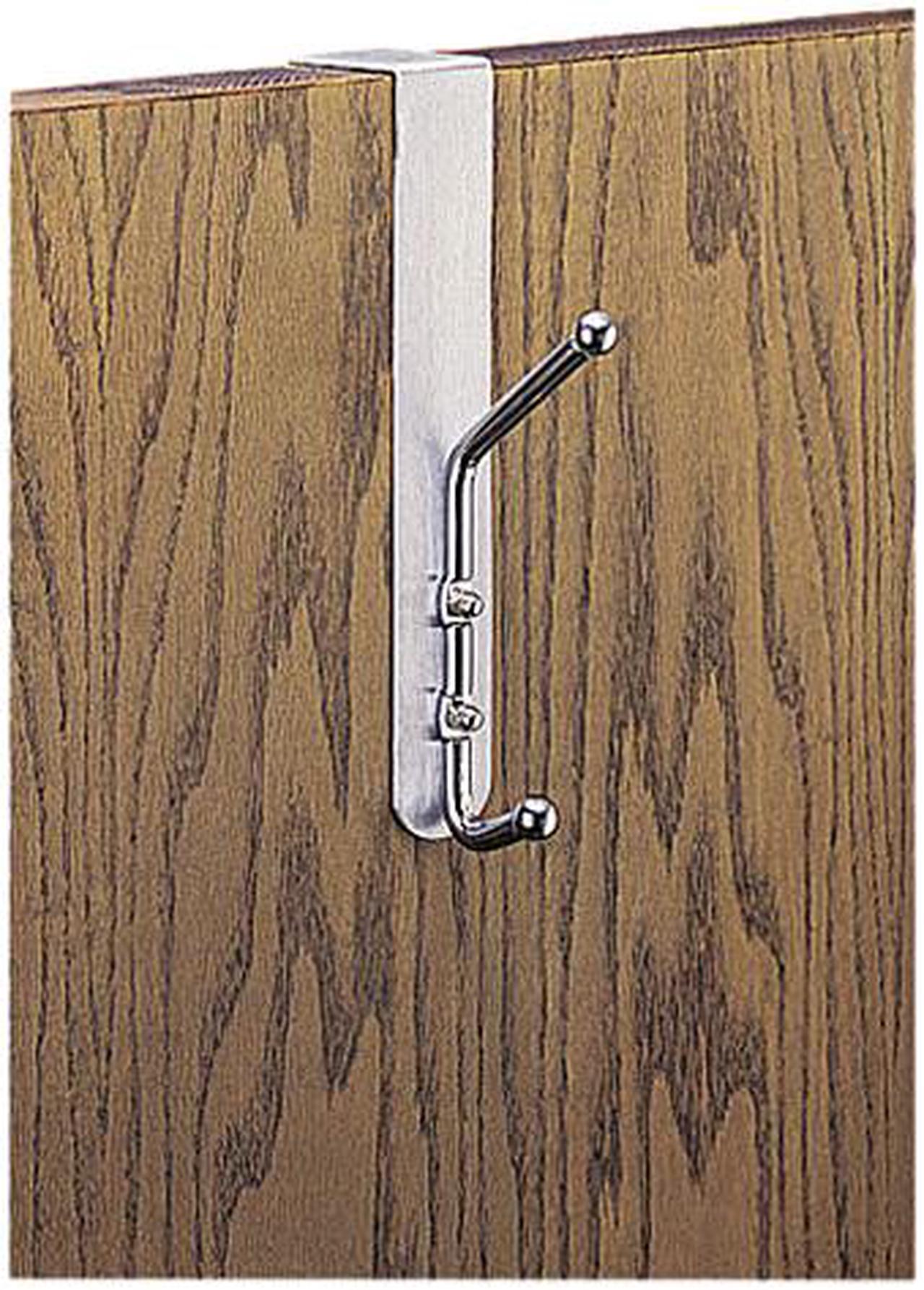 Main image of Safco 4166 Over-The-Door Double Coat Hook, Chrome-Plated Steel, Satin Aluminum Base