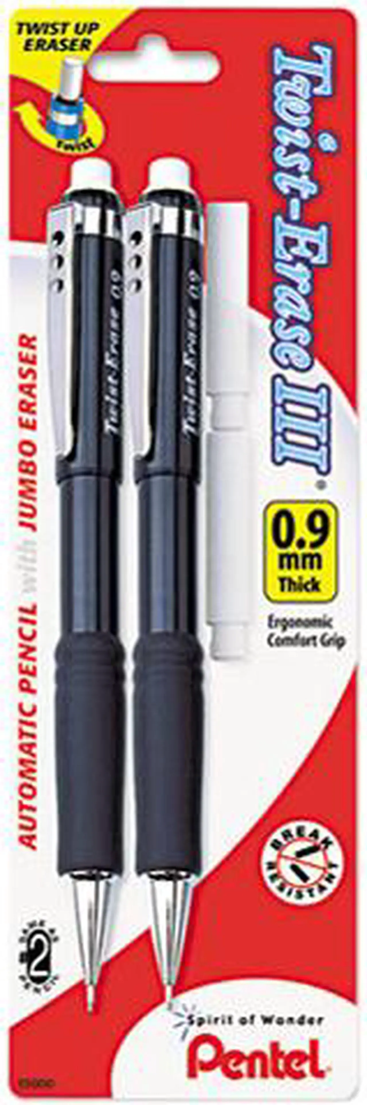 Main image of Pentel QE519BP2K6 Twist-Erase III Mechanical Pencil, 0.90 mm, Assorted Barrels, 2/Pk