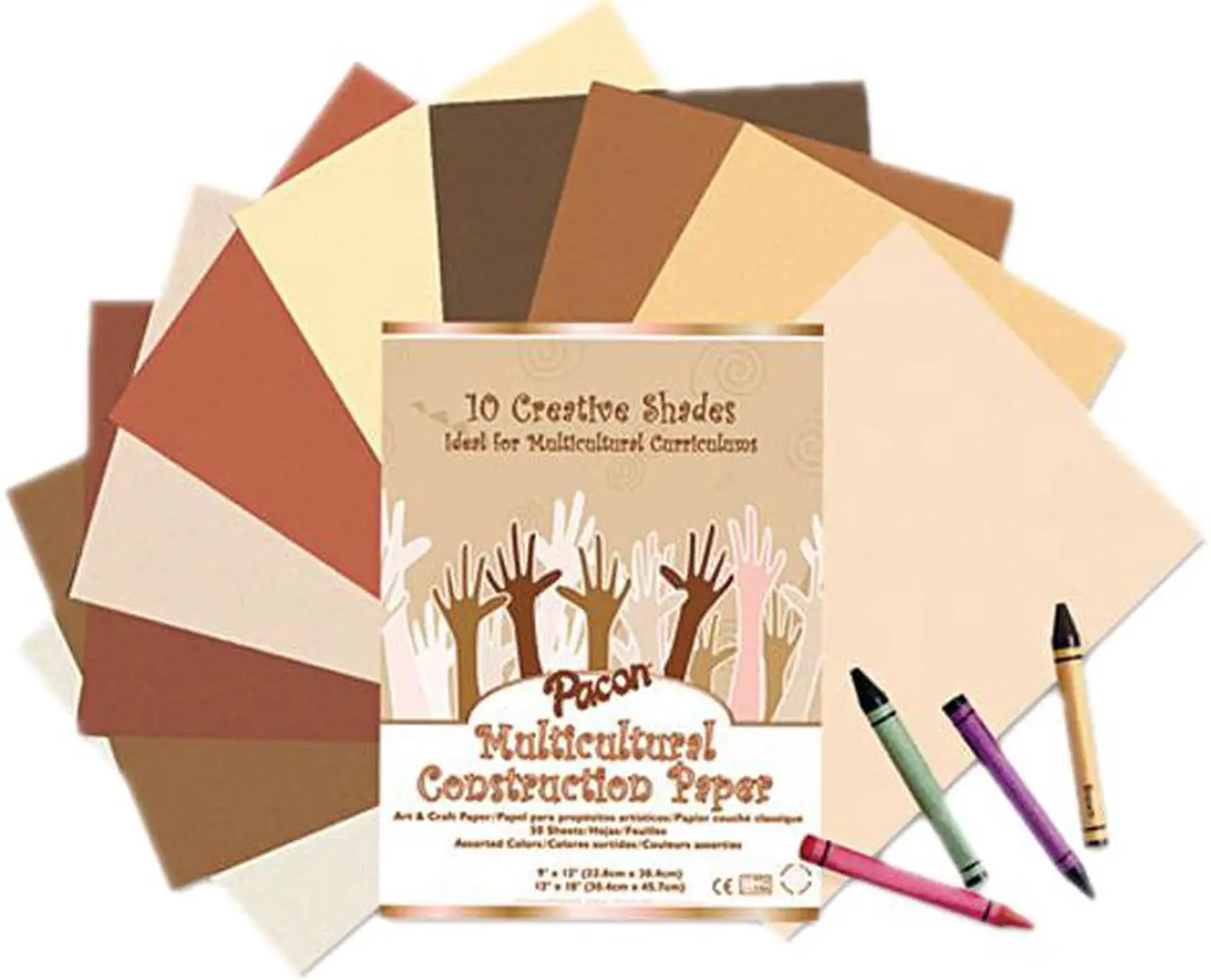 Main image of Pacon 9512 Multicultural Construction Paper, 76 lbs., 12 x 18, Assorted, 50 Sheets/Pack