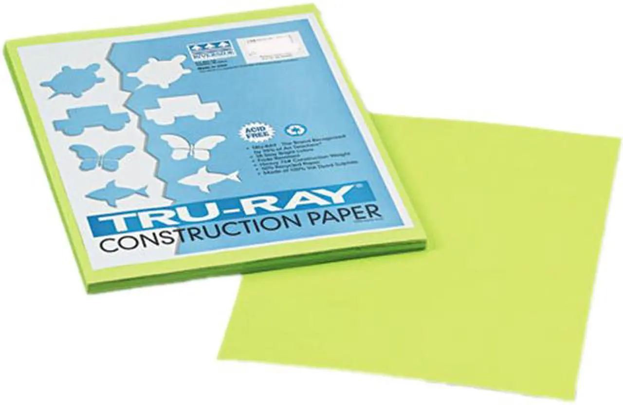 Main image of Pacon 103423 Tru-Ray Construction Paper, 76 lbs., 9 x 12, Brilliant Lime, 50 Sheets/Pack