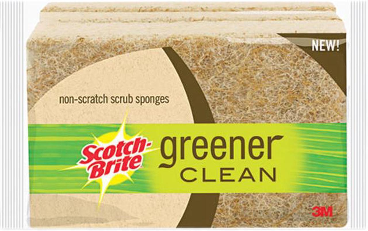 Main image of Scotch-Brite 97033 Greener Clean Natural Fiber Non-Scratch Scrub Sponge, 4 1/2 x 2 8/10, 3/Pack
