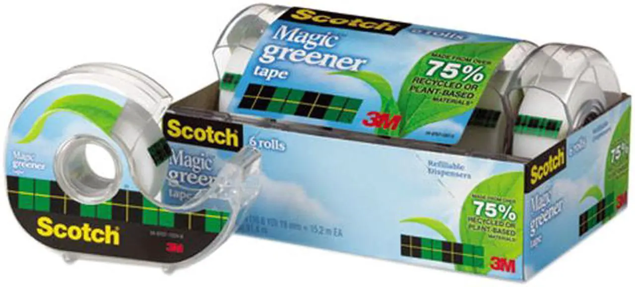 Main image of Scotch 6123 Magic Greener Tape in Refillable Dispenser, 3/4" x 600", 1" Core, 6/Pack