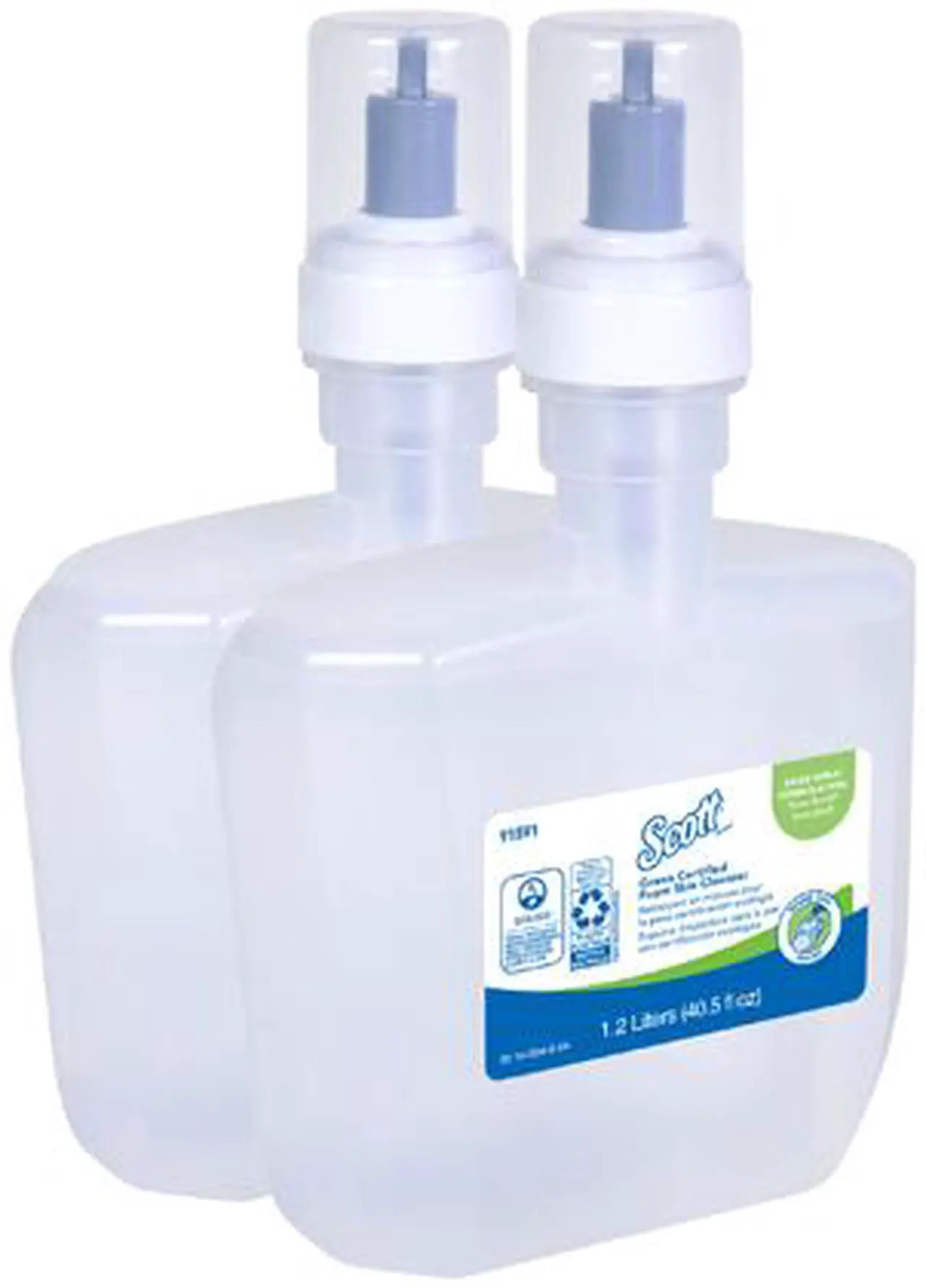 Alt view image 2 of 3 - Scott Essential (formerly Kleenex) Green Certified Foaming Hand Soap (91591), Unscented, Clear, 1.2 L, 2 Packages / Case - Same Kleenex quality, now Scott branded
