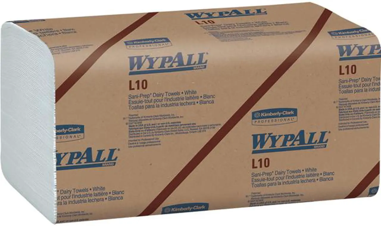 Main image of WypAll L10 Disposable Towels (01770), Dairy Towels, 1-PLY, Banded, White, 12 Packs / Case, 200 Wipes / Pack, 2,400 Sheets / Case