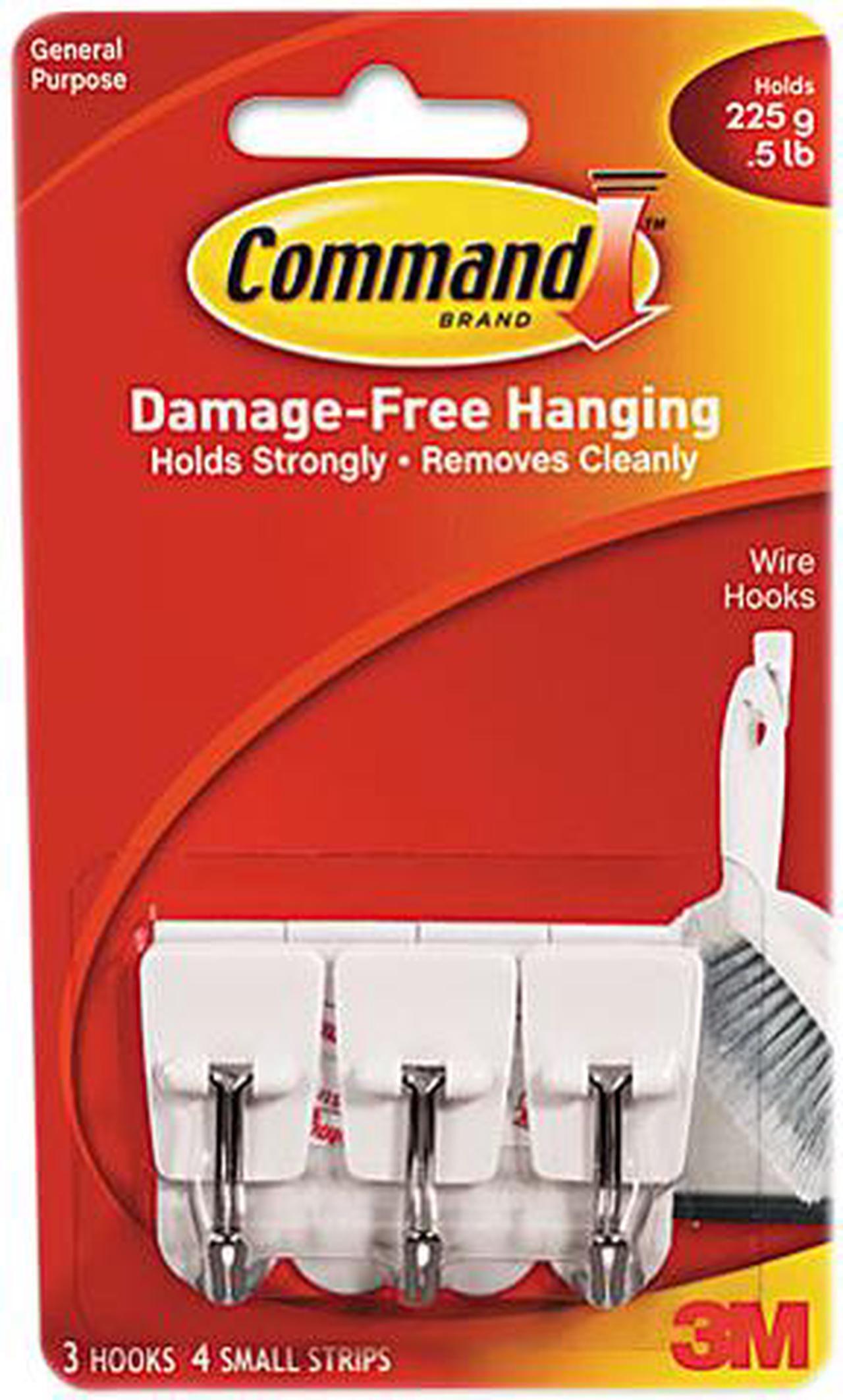 Main image of Command 17067 Adhesive Hooks, Small, Holds 1/2-lb, White, 3/Pack