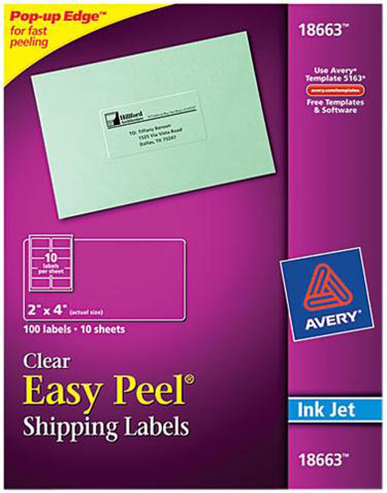 Main image of Avery 18663 Easy Peel Mailing Labels for Inkjet Printers, 2 x 4, Clear, 100/Pack