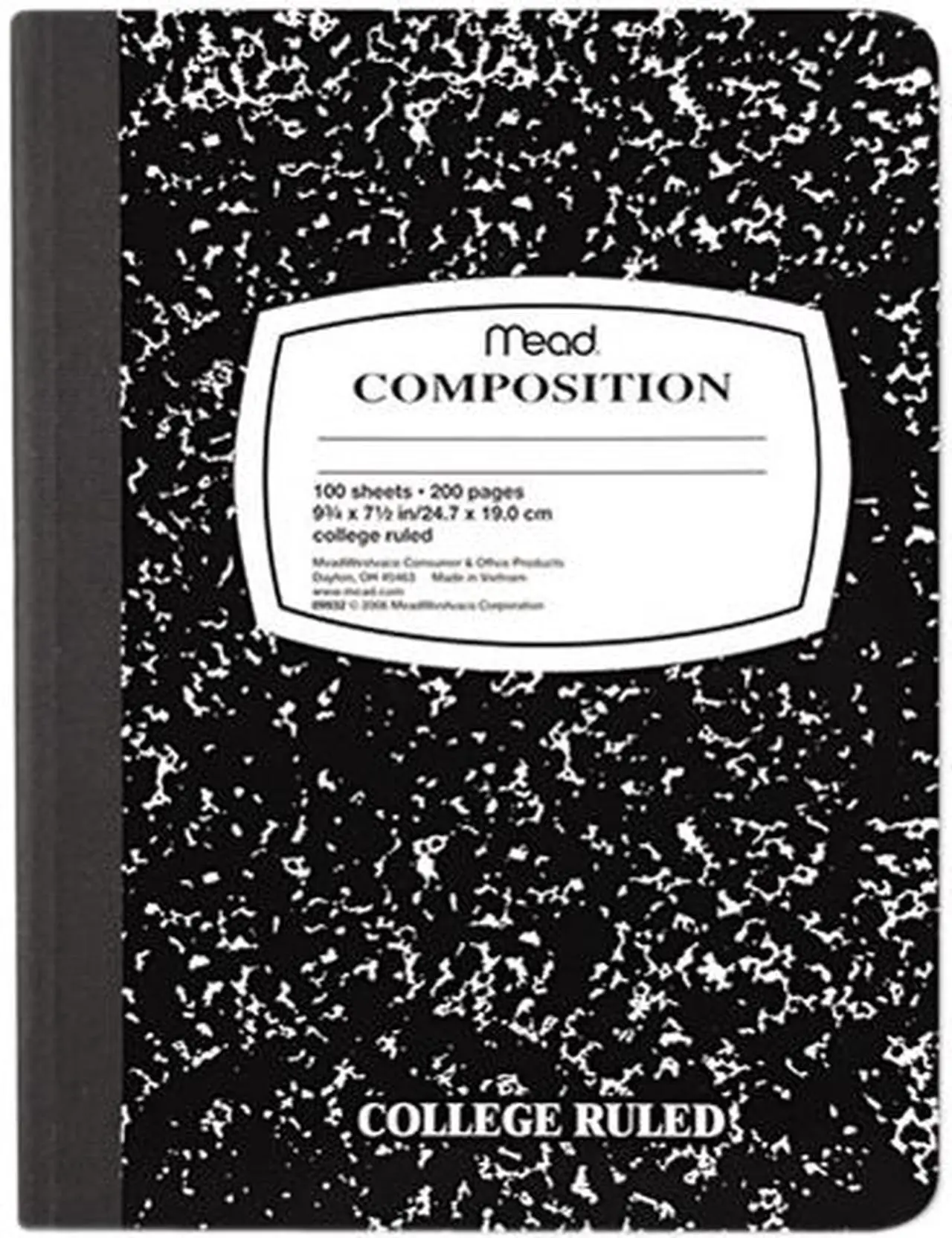 Main image of Mead 09932 Wireless Composition Book, College Rule, 9-3/4 x 7-1/2, White, 100 Sheets